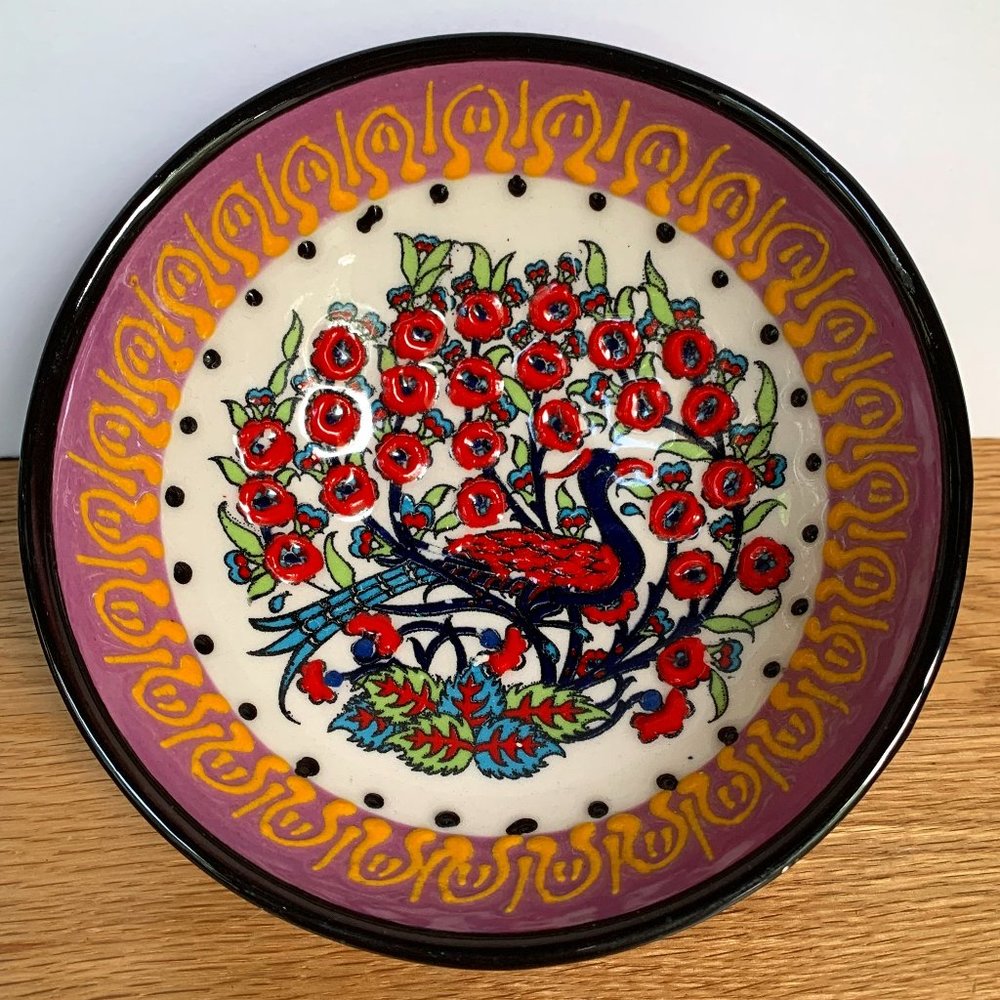 Turkish Peacock Bowl Handmade Hand Painted Turkey